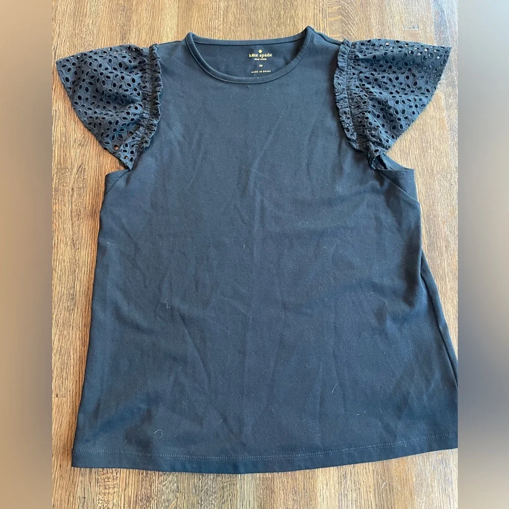 Kate Spade Black Flutter sleeve Shirt - size XS